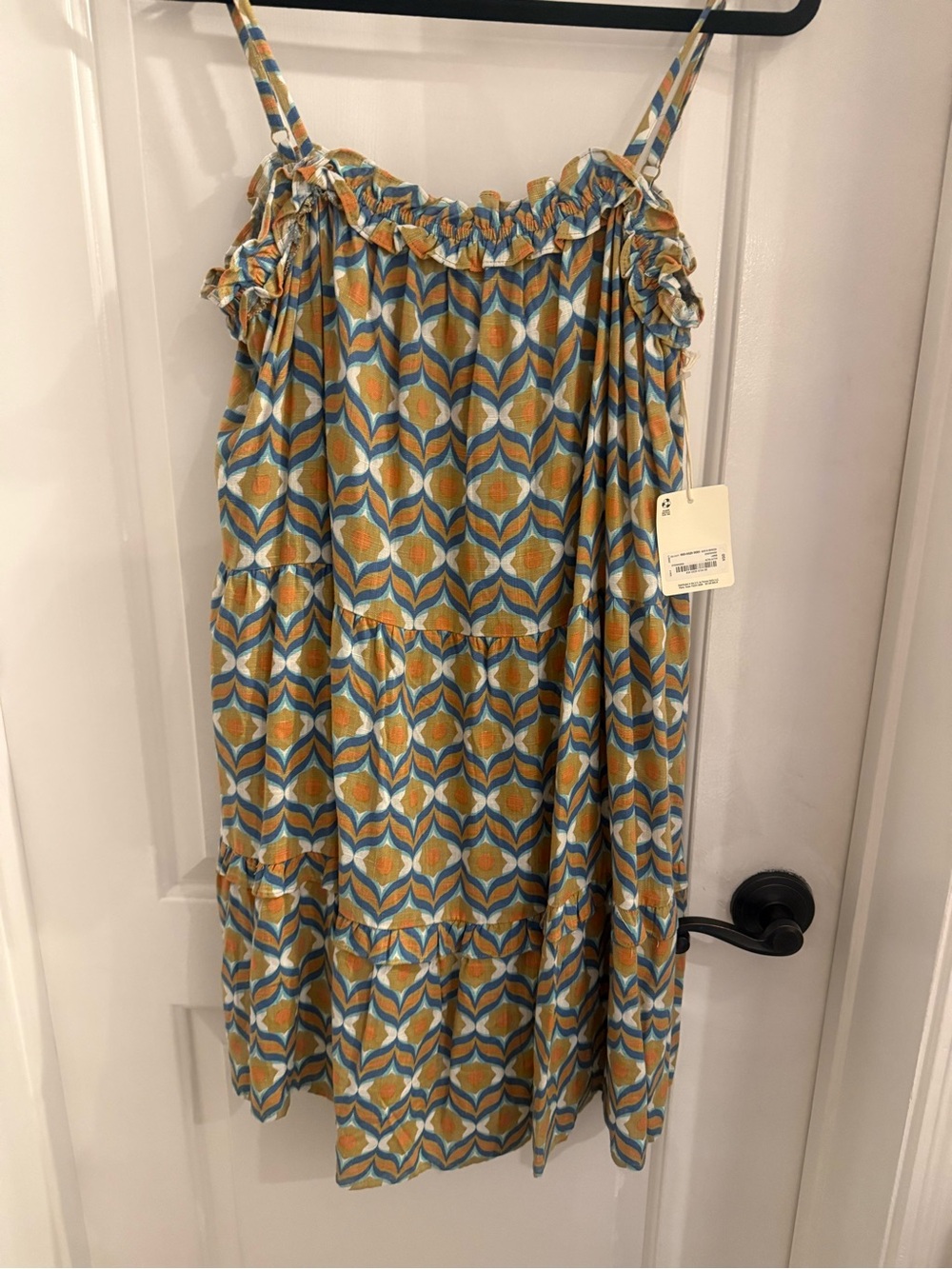 A.N.A. Women’s Yellow Blue Patterned Tiered Sundress NWT size Large